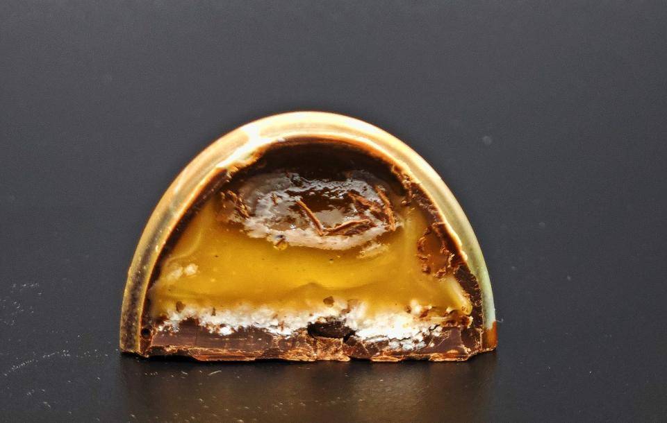 Chef Anro Ralph's molded bonbon inspired by Hertzoggie