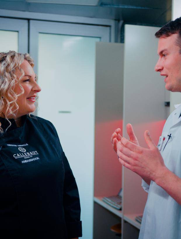 Kirsten Tibballs and callebaut chocolate expert 