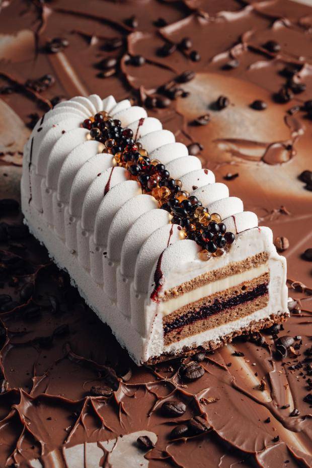 Marscapone Coffee Blackcurrant Yule Log