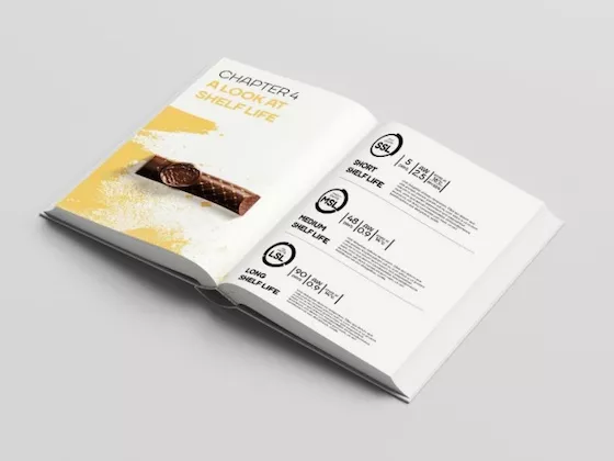 The Chocolatier's Kitchen Book open to page: A Look at Shelf Life